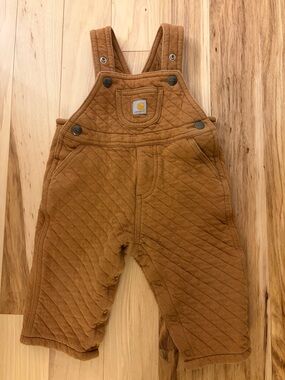 Carhartt Quilted Tan Brown Bibs Overalls - 12m